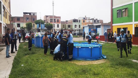 Las piscinas portátiles fueron instaladas en la vía pública. (Municipalidad del Callao)
