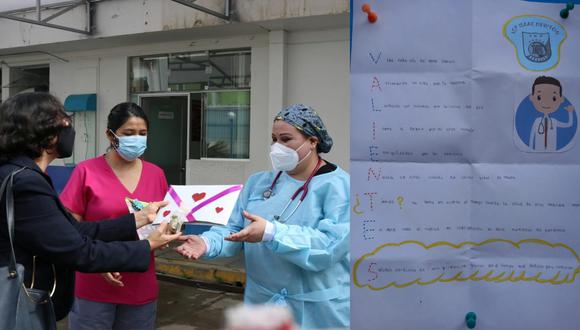 Este noble gesto forma parte de del Proyecto Educativo “Escribamos para la comunidad”, con el objetivo de brindar apoyo emocional al personal médico y formar mejores ciudadanos (Foto: EsSalud)