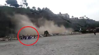 Niños se salvan durante derrumbe en acantilado de la Costa Verde | VIDEO 