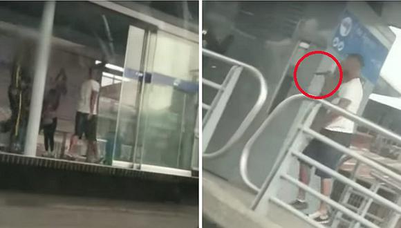 Pasajero intentó apuñalar a vigilante tras querer colarse en estación de bus (VIDEO)