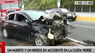 Miraflores: choque de auto contra muro divisorio en la Costa Verde dejó un muerto y un herido 