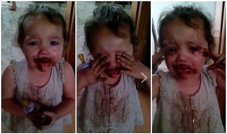 Facebook: pequeña es sorprendida con las "manos en el chocolate" y así lo niega