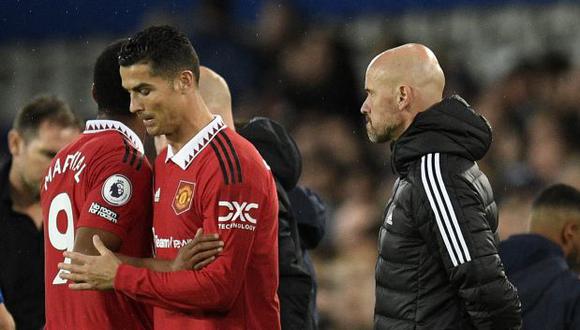 Cristiano Ronaldo se fue de la cancha antes de tiempo y así respondió Erik ten Hag. (Foto: AFP)