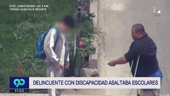 Los Olivos: Delincuente con muletas asaltaba a escolares bajo amenazas [VIDEO]