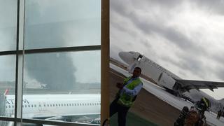 De terror: Avión se incendia en pista de aterrizaje del aeropuerto Jorge Chavez | VIDEO