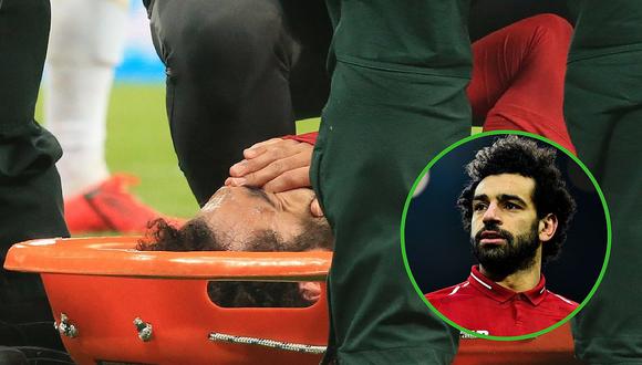 Mohamed Salah sufre golpe de cabeza y es trasladado de emergencia en ambulancia
