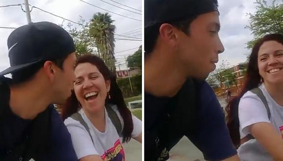 Enamorados tratan de besarse cuando manejan bicicleta pero todo termina muy mal (VIDEO)