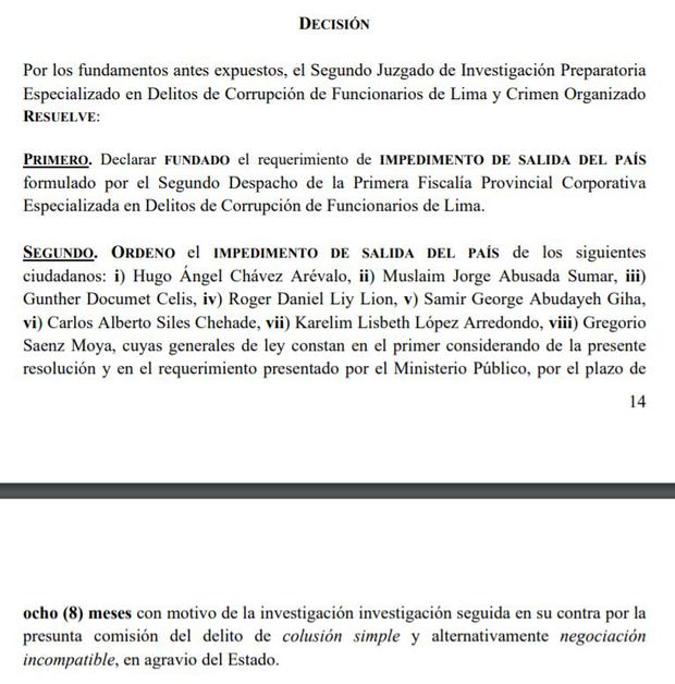 Resolución dicta impedimento de salida del país contra Karelim López y el gerente de Petroperú, Hugo Chávez, entre otro.