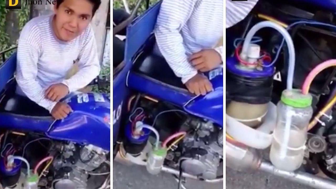 Joven inventa sistema para que las mototaxis funcionen con agua | VÍDEO