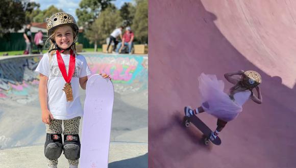 Un video viral catapultó a la fama en redes sociales a una niña australiana amante del skateboarding y su asombroso talento con la patineta. | Crédito: @paigeetobin / Instagram