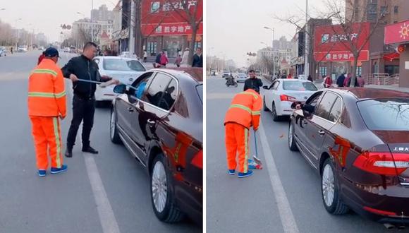 Chofer bota basura de su carro y hombre se lo devuelve (VIDEO)