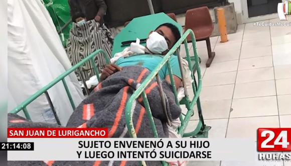 El sujeto fue llevado al hospital de San Juan de Lurigancho para ser sometido a un lavado gástrico. Será denunciado por intento de parricidio. (Foto: 24 Horas)