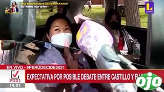 Keiko Fujimori rumbo a exteriores del penal de Santa Mónica para debatir con Pedro Castillo | VIDEO 