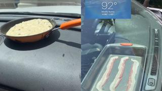 Sujeto convierte auto en horno para cocinar pizzas y hamburguesas arrasando en TikTok