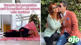 Magaly se envuelve como regalo de Navidad para su esposo el Notario