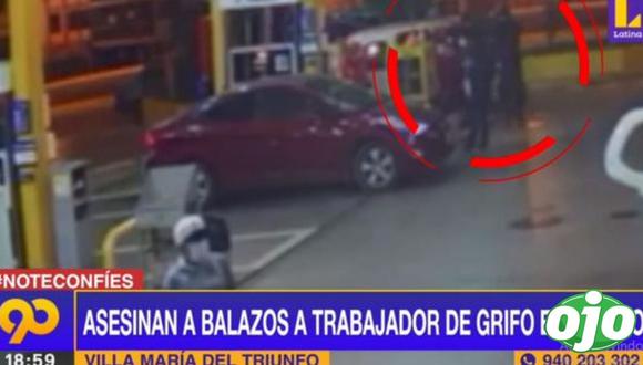 Las cámaras de seguridad grabaron el asalto y asesinato de un trabajador del grifo ubicado en la Av. Pachacútec. (Latina)