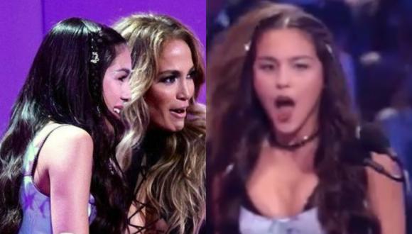 Jennifer Lopez y Olivia Rodrigo en los MTV VMAs 2021. (Foto: Captura MTV).