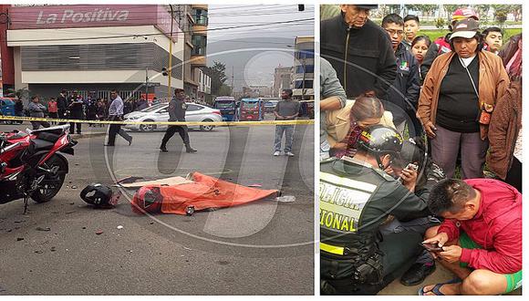 SJL: policía muere tras impactar moto contra camioneta (VIDEO)