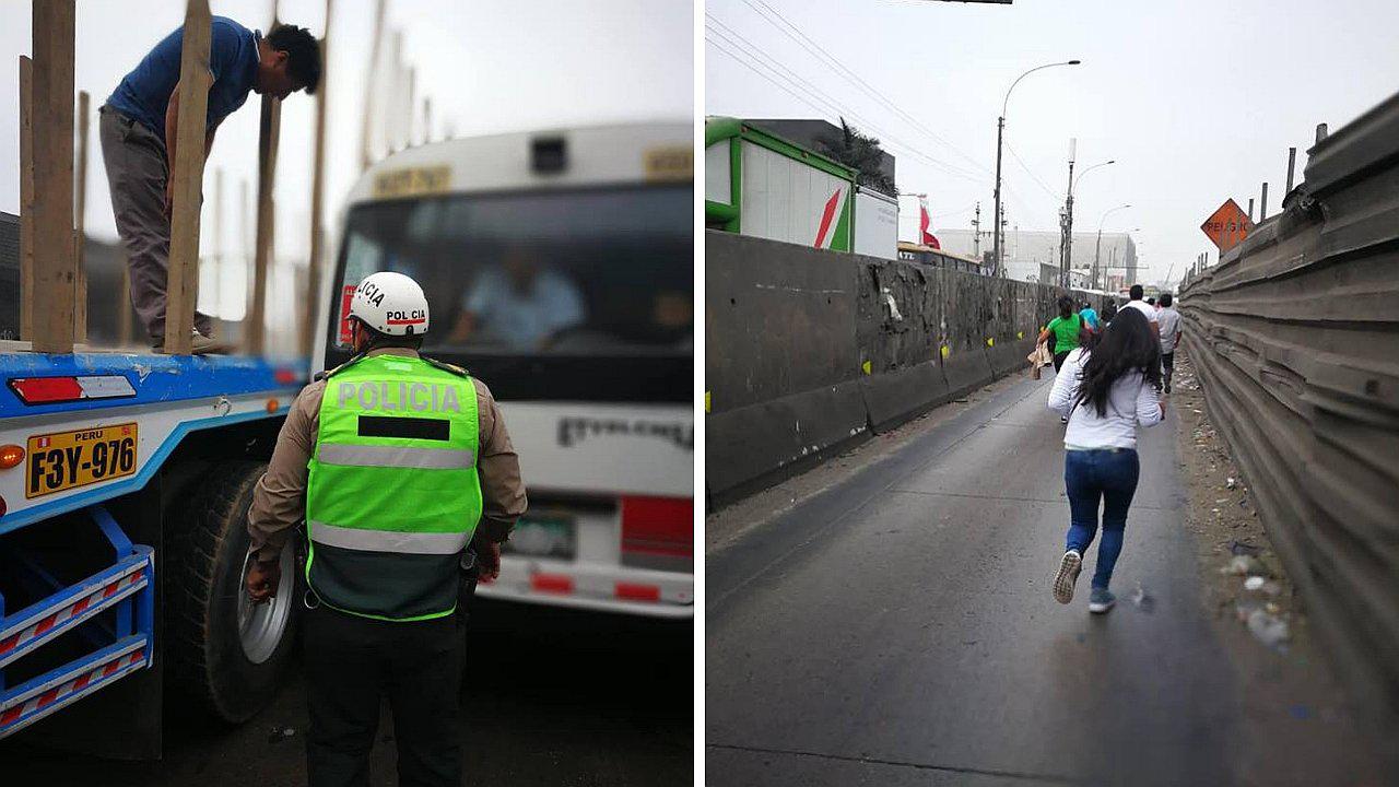 Choque entre trailer y chosicano produce tráfico atroz en carretera central (FOTOS)
