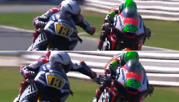 ​Astro de motociclismo frena moto de rival cuando iban a toda velocidad