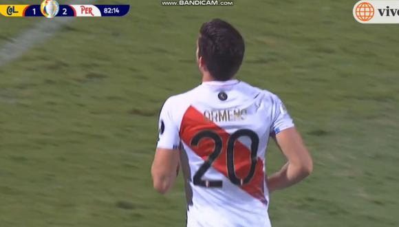 Santiago Ormeño debutó con la blanquirroja en el Perú vs. Colombia (Captura: América TV)