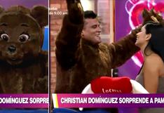 Christian Domínguez se viste de oso para sorprender a Pamela Franco, pero traje le juega una mala pasada│VIDEO