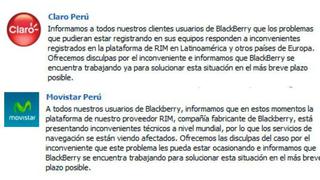 Claro y Movistar se disculpan por caída mundial de BlackBerry