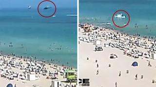 Helicóptero cayó cerca de bañistas en playa de EE.UU. | VIDEO