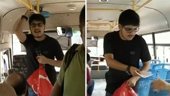 Joven se sube a buses para promocionar la música peruana (VIDEO)