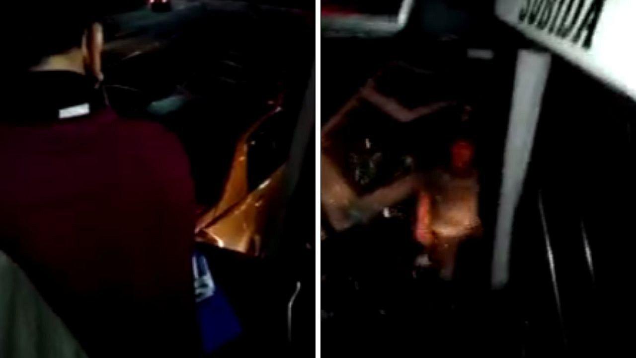 Extranjeros rompen lunas a bus luego que este les chocara y no se haga cargo de los daños |VIDEO