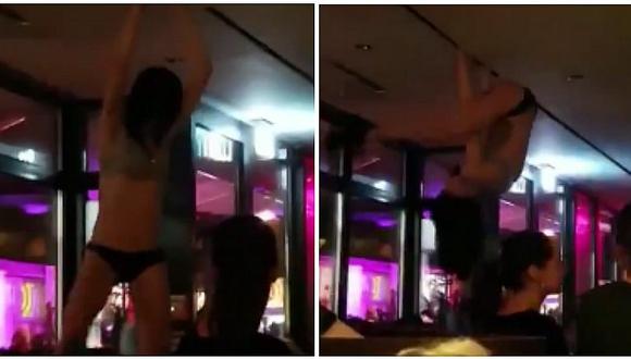 YouTube: hace pool dance pero sufre terrible accidente en pleno show (VIDEO)