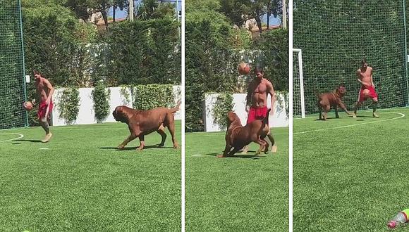 ​Antonella Roccuzzo graba a Lionel Messi desafiando a su propio perrito (VÍDEO)