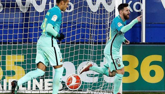 Barcelona, con goles de Messi, Neymar y Suárez, derrota 0-4 al Eibar 