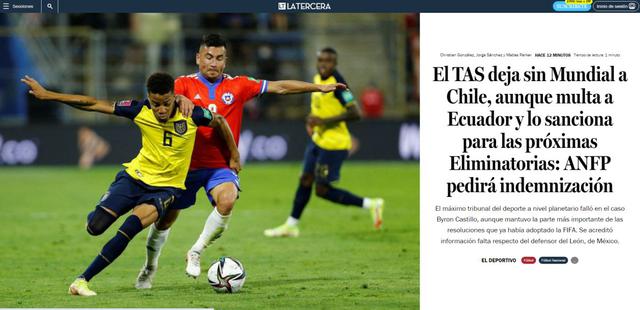 TAS ratificó a Ecuador en Qatar 2022: la reacción de la prensa tras no atender pedidos de Chile y Perú por el caso de Byron Castillo. (Foto: Captura)