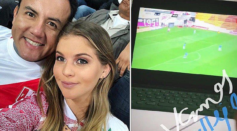 Brunella Horna no se perdió partido y ¡alentó al equipo de Richard Acuña! (VIDEO)