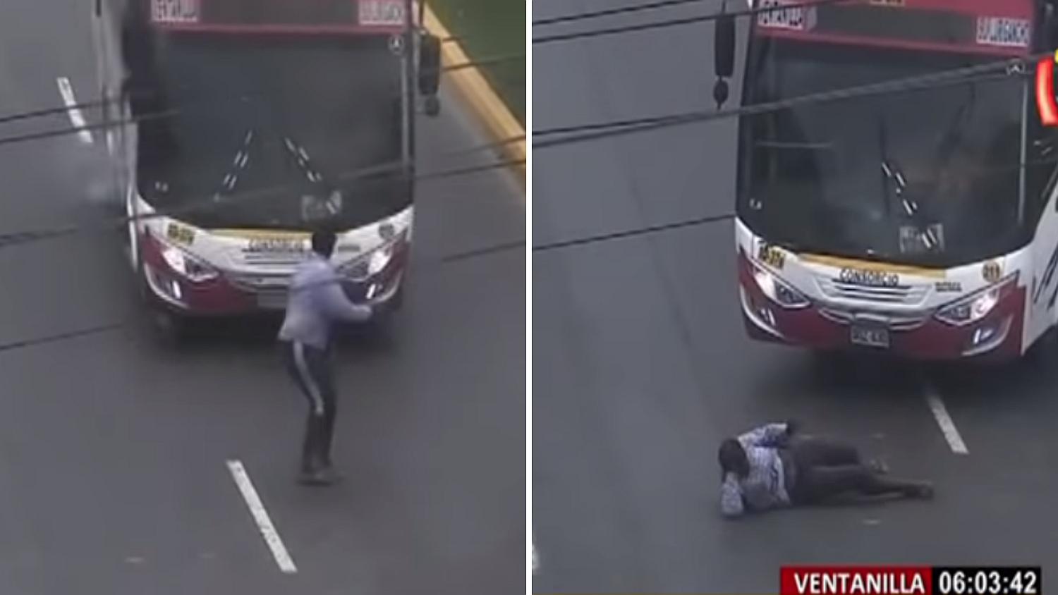 'Jaladora' intenta ayudar a peatones a cruzar pero termina arrollada por bus (VIDEO)