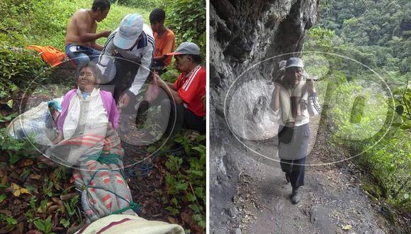 Familia camina 5 horas para salvar abuelita enferma por falta de carrertera