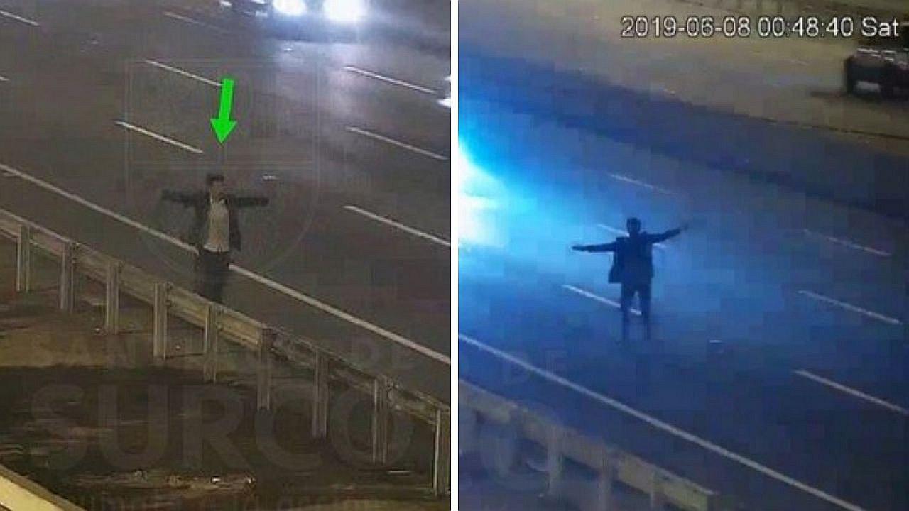 Rescatan a hombre que corría en la Panamericana Sur en estado de ebriedad  | FOTOS