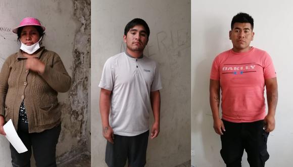Tacna: Cristina Mamani Alvarado (47), su hijo Christian Aranda Mamani (27) y Paul Arenas Álvarez (24) agredieron a mujer policía y soldados. (Foto PNP)