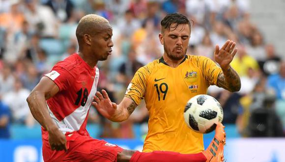 André Carrillo recordó el Perú vs. Australia de Rusia 2018. (Foto: AFP)