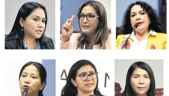 Heidy Juárez, Magaly Ruiz, María Acuña, Rosío Torres, Katy Ugarte y María Cordero son las congresistas denunciadas por recortar el sueldo de sus trabajadores.