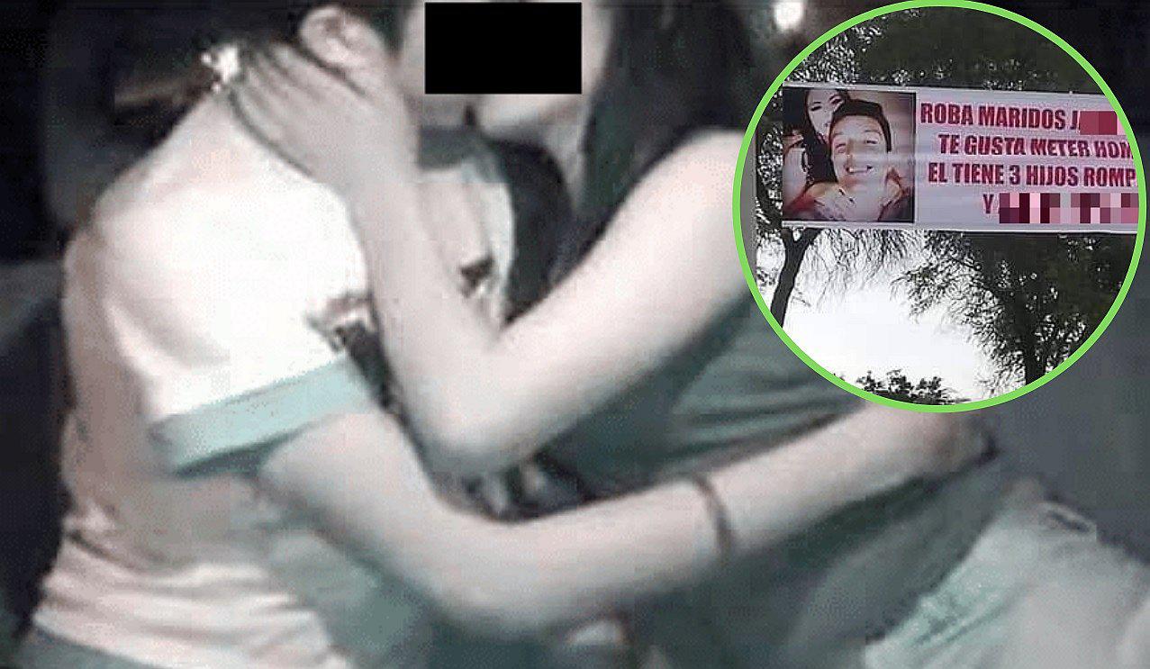 ​Mujer se venga de la "amante" de su esposo y cuelga banner con su rostro en concurrido parque