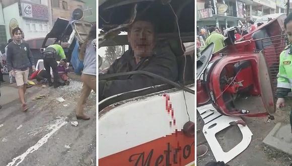 ​Combi se estrella contra 5 mototaxis y más de 15 personas quedan heridas (VIDEO)