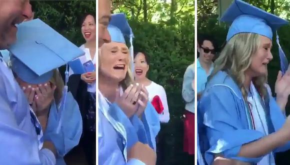 Recién graduada rompe en llanto al recibir el "mejor regalo de su vida" (VIDEO)
