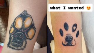 Decidió hacerse un tatuaje en homenaje a su perro y quedó decepcionada al mirarlo