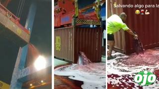 Viral: Fuga de vino en un container