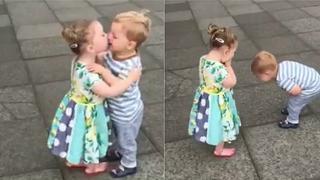 Facebook: Dos niños se dan “besito” por primera vez y así reaccionan [VIDEO]