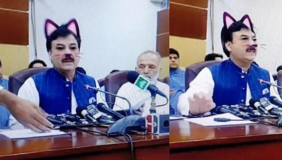 ​Ministro hace papelón al aparecer como gato en vivo y en directo | VIDEO