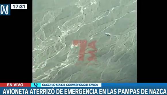 Avioneta que trasladaba a turistas aterrizó de emergencia en las Pampas de Nasca, en Ica. (Foto: Canal N)