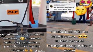 Recarga balón de gas de su abuelita en grifo y arrasa en TikTok